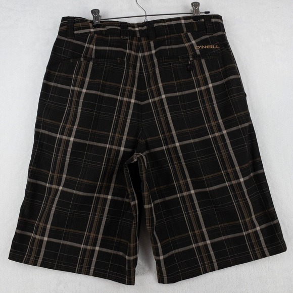 O'Neill Shorts Men's 31 Brown Plaid 11 Inch Inseam Flat Front - Picture 8 of 14